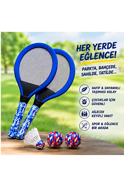 LRS STORE Büyük Boy Premium Fileli Raket Seti – Top & Badminton Bir Arada Yük...