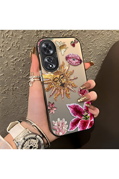 PATTERNOVA Oppo A60 Uyumlu Yüksek Kalite Retro Güneş Ay Desenli Kılıf