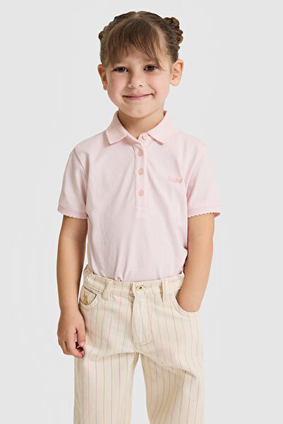 U.S. Polo Assn. Kız Çocuk Polo Yaka Açık Pembe Basic Tişört 50328218-VR078