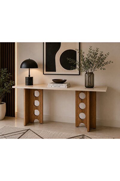 N.zone Modern Dining Table with Stylish Geometric Base Design, Combining Dura...