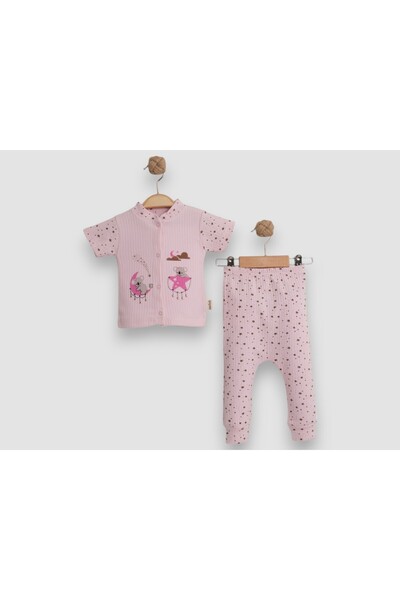 Melish Bebe طقم أطفال قطني مطبوع بأكمام قصيرة