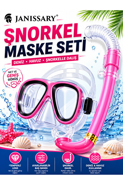 Janissary R1S PEMBE SMALL ÇOCUK ŞNORKEL SETİ DALIŞ MASKESİ ŞNORKEL SET