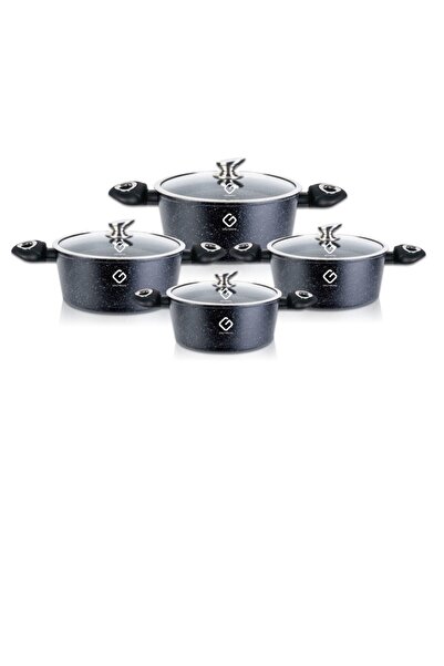 GRÜNBERG Set de 8 piese: 4 oale din aluminiu, compatibile cu plite cu inducți...