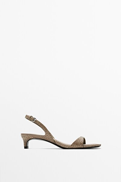 Massimo Dutti Kabartma deri topuklu sandalet