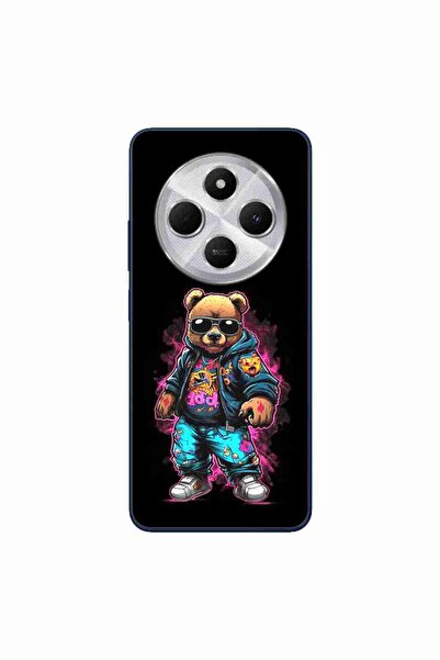 OEM Case compatible with Xiaomi Redmi 14C Silicone Gel Tpu Model Bear Cool Black