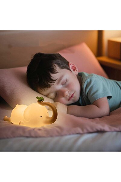 Generic LED Elephant Lamp, 3-Level Dimmable Silicone Night Light for Kids, Re...