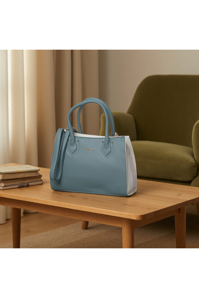 Finelook Maishang Structured Satchel Handbag | Two-Tone Top Handle Crossbody
