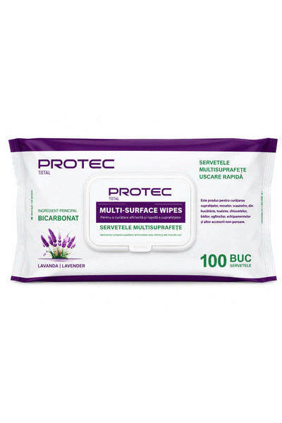 PROTEC Multisurface Wet Wipes Bicarbonate Lavender 100Pcs