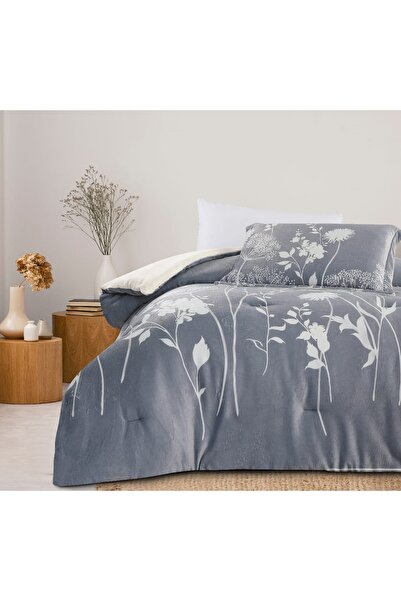 Alhabib bedding Garden Double Fleece Soft Fur Light Gray Bedspread, Suitable ...