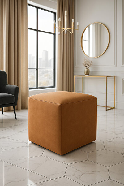 Sfmstore Soho Kumaş Kare Puf 40×40×45 cm – Dekoratif Oturma Makyaj Pufu Bench