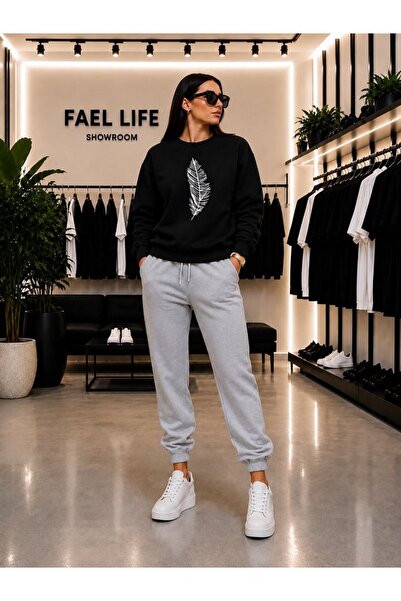 FAEL LİFE SET UNISEX CU GULER ROTUND ȘI PANTALONI DE TRENING CU IMPRIMEU PENE
