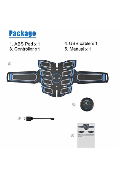 Choice3 حزام تدريب عضلات البطن الإلكتروني المحمول القابل لإعادة الشحن عبر USB...