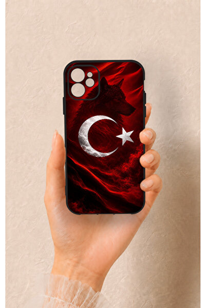 Vip Case iPhone 11 Uyumlu Kurt Türk Bayrağı Desenli Silikon Kılıf