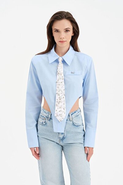 tw3 Women's Tie Detailed Open-Side Design Shirt