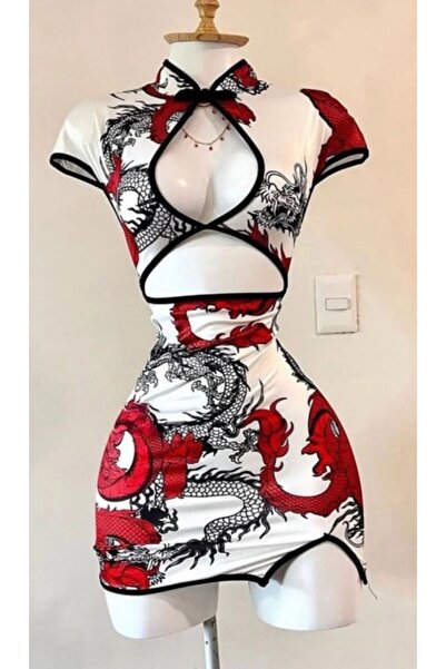 İsra Ayyıldız Moonstar Collection Beyaz Ejderha Motifli Degaje Detaylı Şeritl...