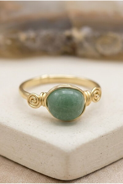 NBS Beautiful Naturel Stones خاتم أفنتورين ذهبي اللون قابل للتعديل