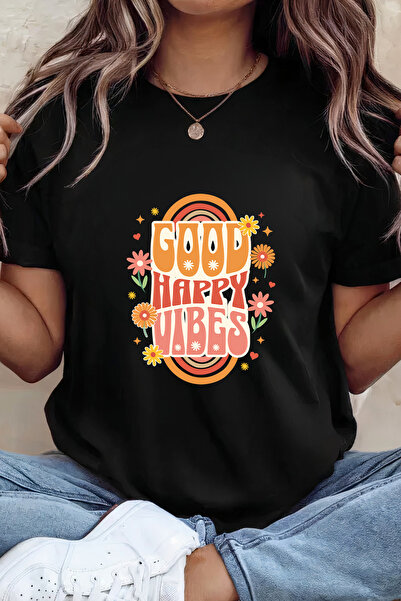 Sarah's Boutique Women's T-shirt – 100% cotton – Happy Vibes