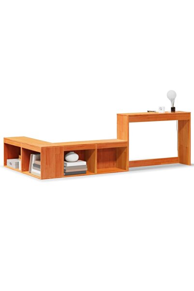 vidaxl Noptieră cu birou, maro ceruit, 222x107x75 cm lemn masiv de pin