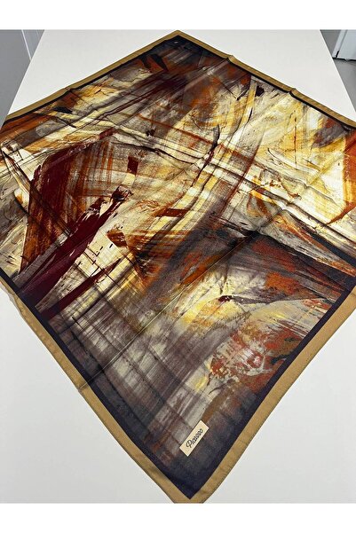 Picasso Silk-Look Brown Crystal Scarf – Twill Stylish Design 90X90