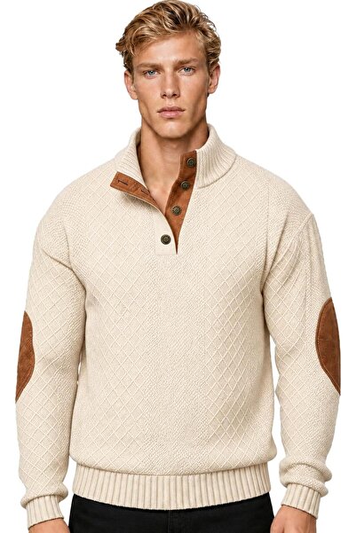 casme Men's Casual Pullover Sweaters Stand Collar Knit Long Sleeve Top Quarte...