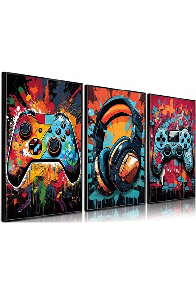 ALAYRA International Alayra Gaming Wall Art, Retro Video Game Watercolor Post...