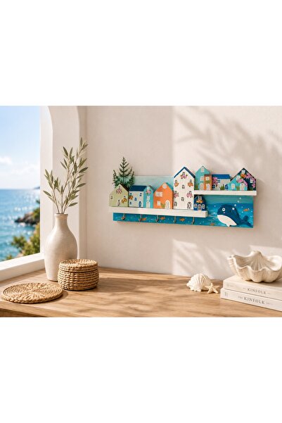 EL YAPIMI Minimalist Ahşap Duvar Anahtarlığı – 13x40 cm