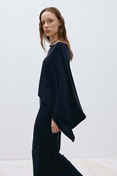 Suud Collection Navy Blue Rae Combed Cotton Cape