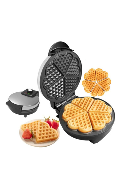MACON Heart Waffle Maker, 1000W Power, Non-Stick Plates, Adjustable Temperatu...