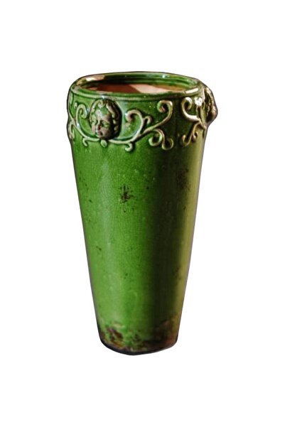 Goliat Vază ceramică rustică de culoare verde 18x35 cm