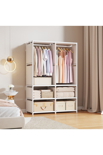 GALORWAY Dulap textil organizator, 2 coloane, alb, cadru metalic, 170x108x36 ...