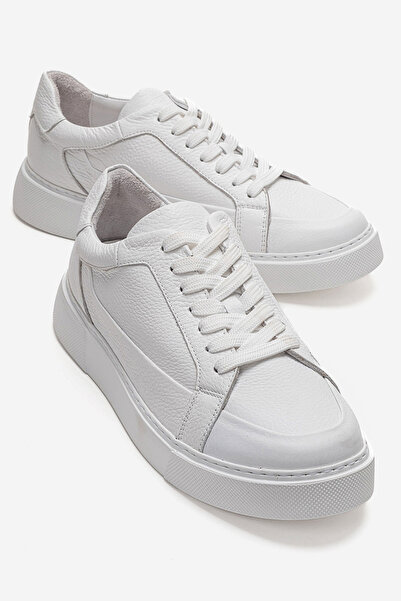 Ataköy Ayakkabı Erkek Hakiki Deri Bağcıklı Sneakers Beyaz