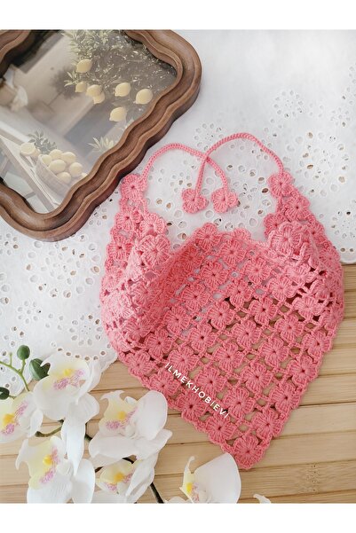 ilmekhobievi Knitted Hair Bandana for Girls in Coral Color (Hand Knitted)