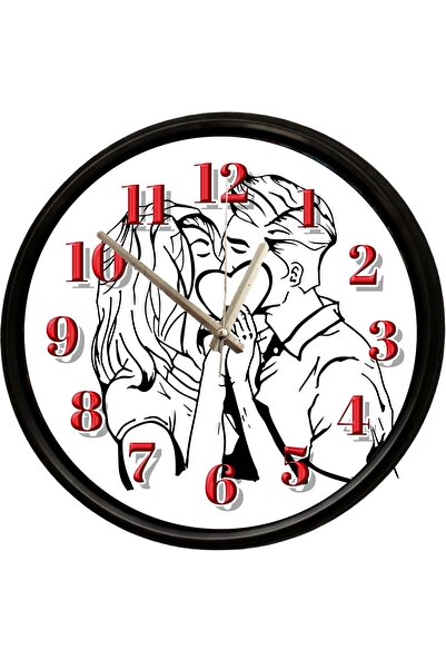 Caseras Romantic Love Themed Couples Decorative Wall Clock 28 cm Silent Mecha...
