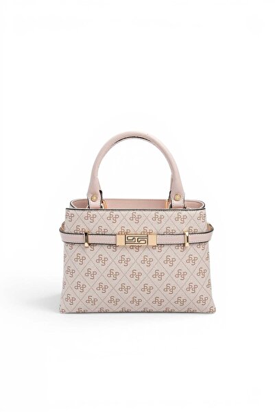 Silver Polo Pembe - Pudra Monogram Kadın El Çantası SP1149