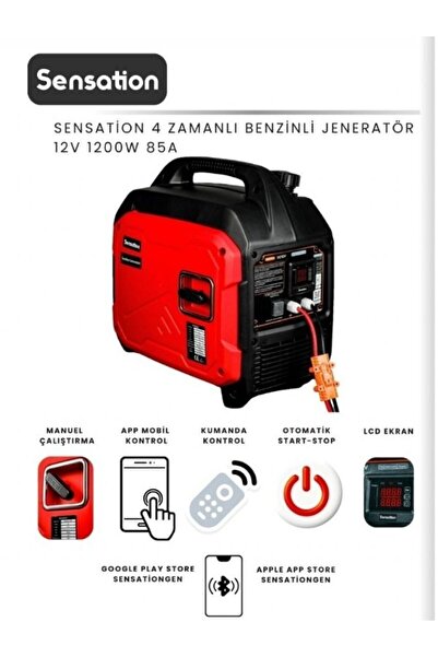sensatıon Sessiz 4 Zamanlı Benzinli Jeneratör 12V 1200W 85A