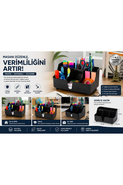 FBZhome Masa Üstü Organizer Kalemlik Çok Amaçlı Takı Makyaj Düzenleyici Saklama Kutusu