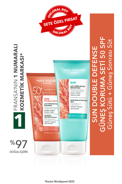 Yves Rocher Sun Double Defense Güneş Koruma Seti 50 SPF-Güneş Sütü 150 ml & G...