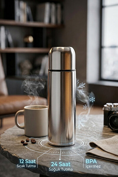 Decopat Çift Kat Paslanmaz Çelik 700 ml Termos Inox (Çay Kahve Piknik Kamp Ou...