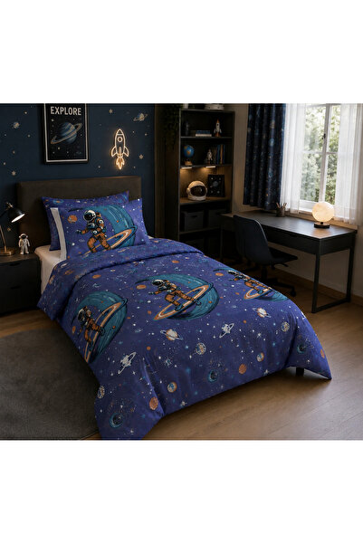 liefhome Husă de pilota cu model spațial astronaut 160x220, cu cearșaf elasti...