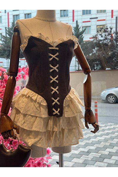 NOXS Kotlu dantelli büstiyer takım