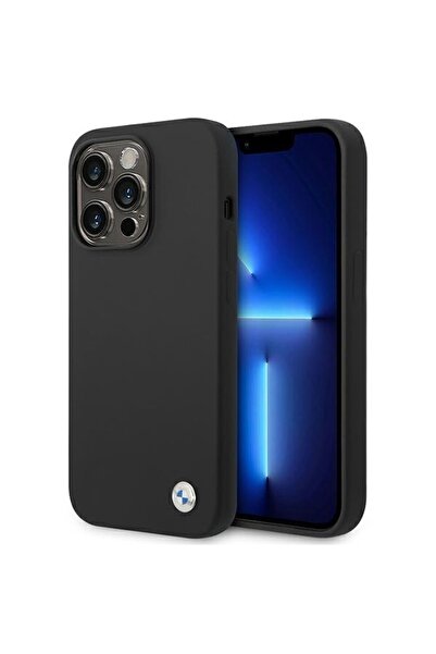 BMW Husă BMHCP14LSILBK pentru iPhone 14 Pro 6.1 ", negru, logo metalic din si...