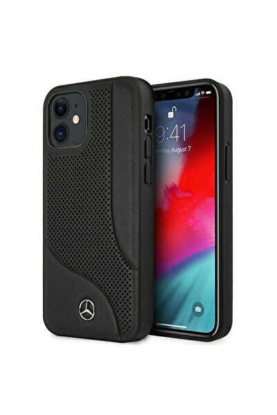 MERCEDES Husă din piele cu zonă perforată pentru Apple iPhone 12 Mini, Negru