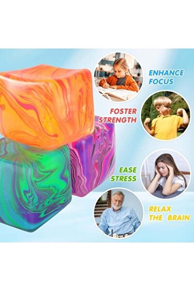 Needoh Fidget Toys Squishy Stress Cube, Stress Balls for Kids Adults Squishies Stress Relief, Ice Squishy Cube Sugar Balls, Sensory Toys for Kids with Autism