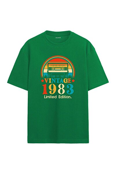 Colermi تي شيرت 1983 Mixtape ذو ياقة مستديرة ومقاس كبير بتصميم عتيق