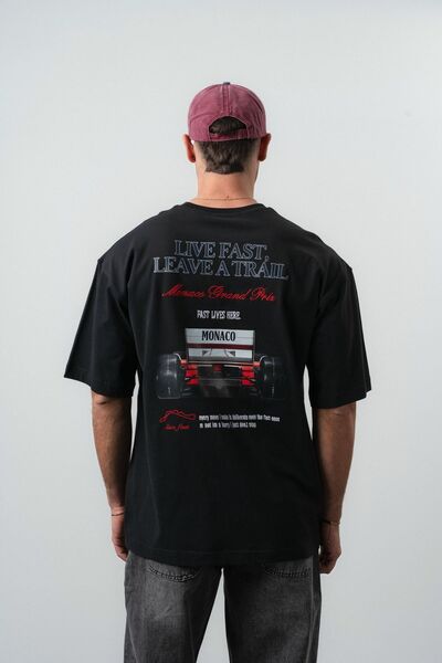 Respire Tricou supradimensionat Live Fast, negru