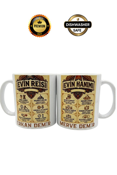 KUPA ISLAND Evin Reisi Evin Hanımı 2'Li Premium Porselen Kupa Bardak Mug