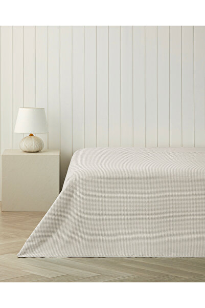 English Home Modern Grid Çift Kişilik Pike 180x220 cm Ekru