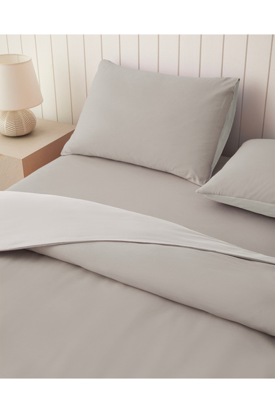 English Home Plain Cotton Single Duvet Cover Set 160X220 cm Stone Color-Ecru