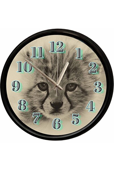 Caseras Decorative Wall Clock with Kitten Design 28 cm Silent Mechanism