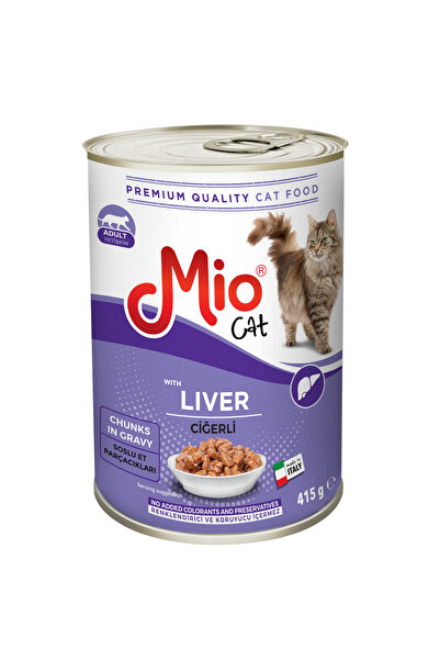 MİO Mio Kedi Konserve - Yaş Mama - Mio 415 gr Kedi - Ciğerli x 15 adet